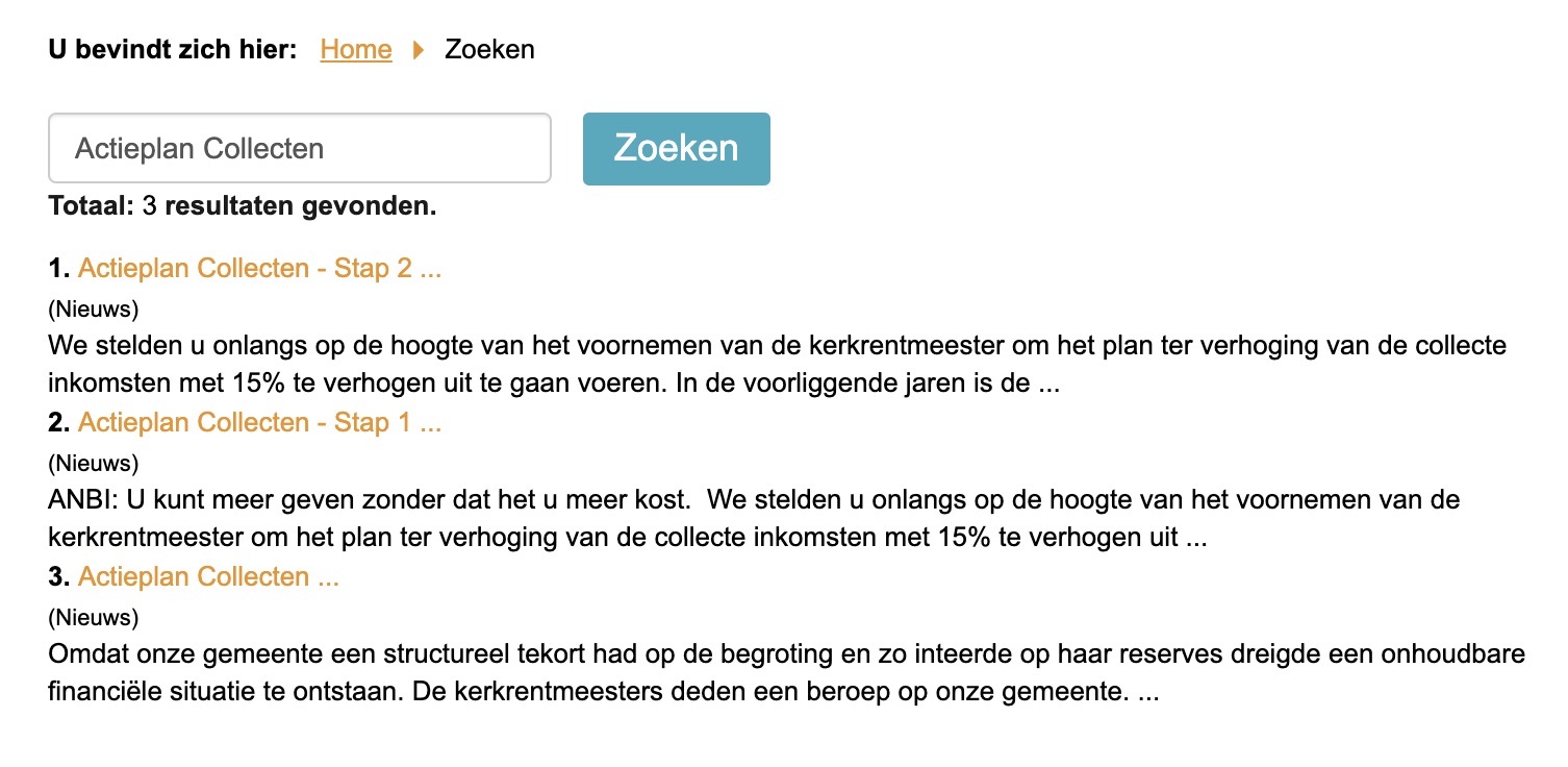 Actieplan collecten zoeken